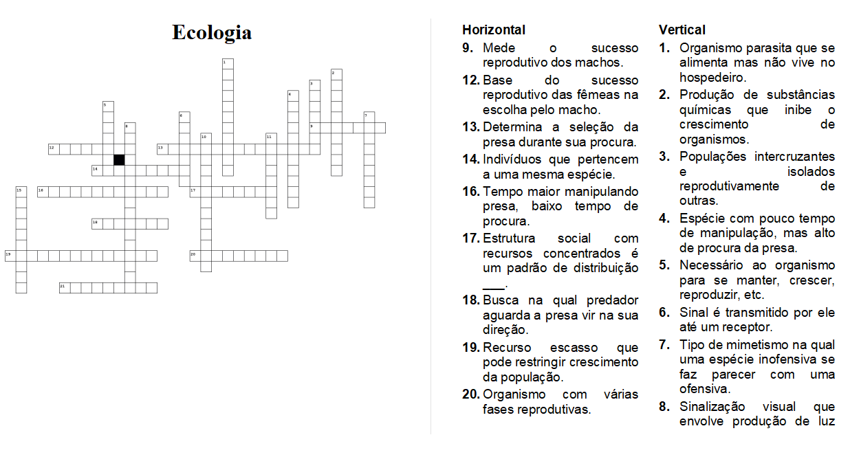 Cruzadinha Ecologia proposta